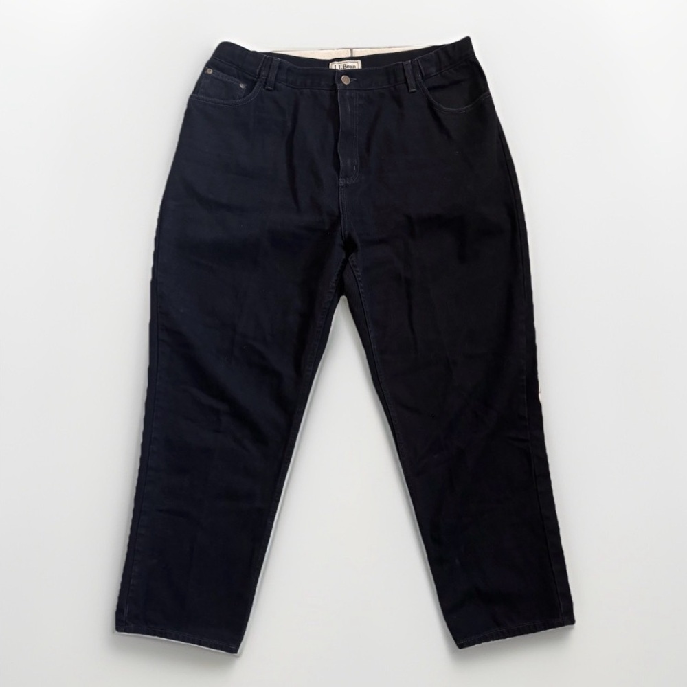 LL Bean VTG Jeans Original Relaxed Fit Womens 20 Black High Rise Mom Denim